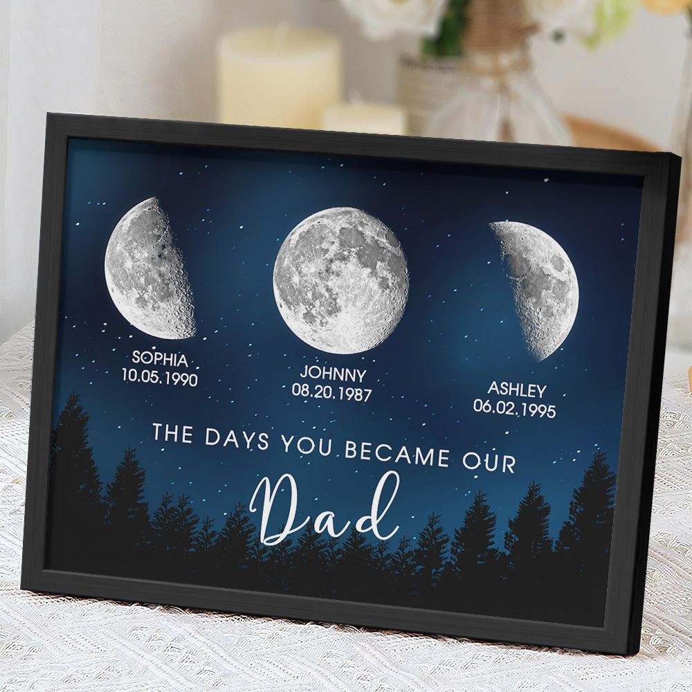 Personalized Galaxy Night Custom Birthday Moon Phase The Days You Became Our Dad With Kids Names Ideal Gifts for Father's Day Gifts