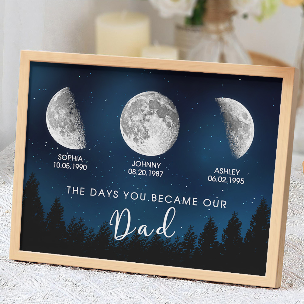 Personalized Galaxy Night Custom Birthday Moon Phase The Days You Became Our Dad With Kids Names Ideal Gifts for Father's Day Gifts