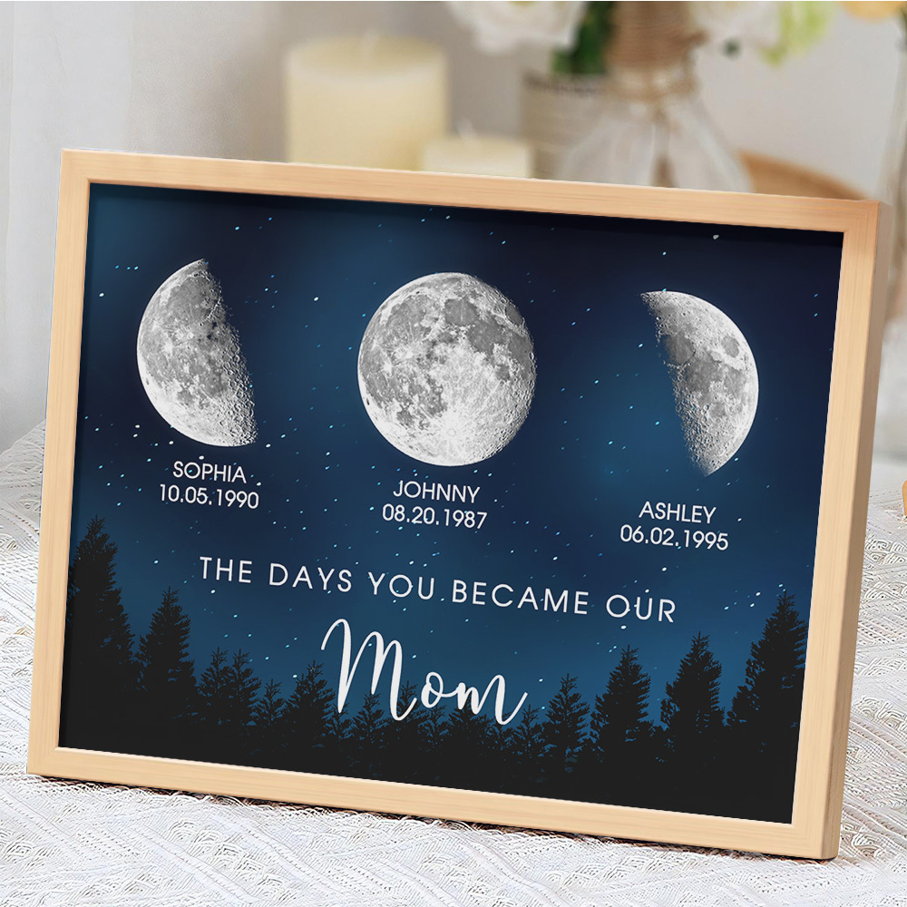 Personalized Galaxy Night Custom Birthday Moon Phase The Days You Became Our Mom With Kids Names Ideal Gifts for Mother's Day Gifts!