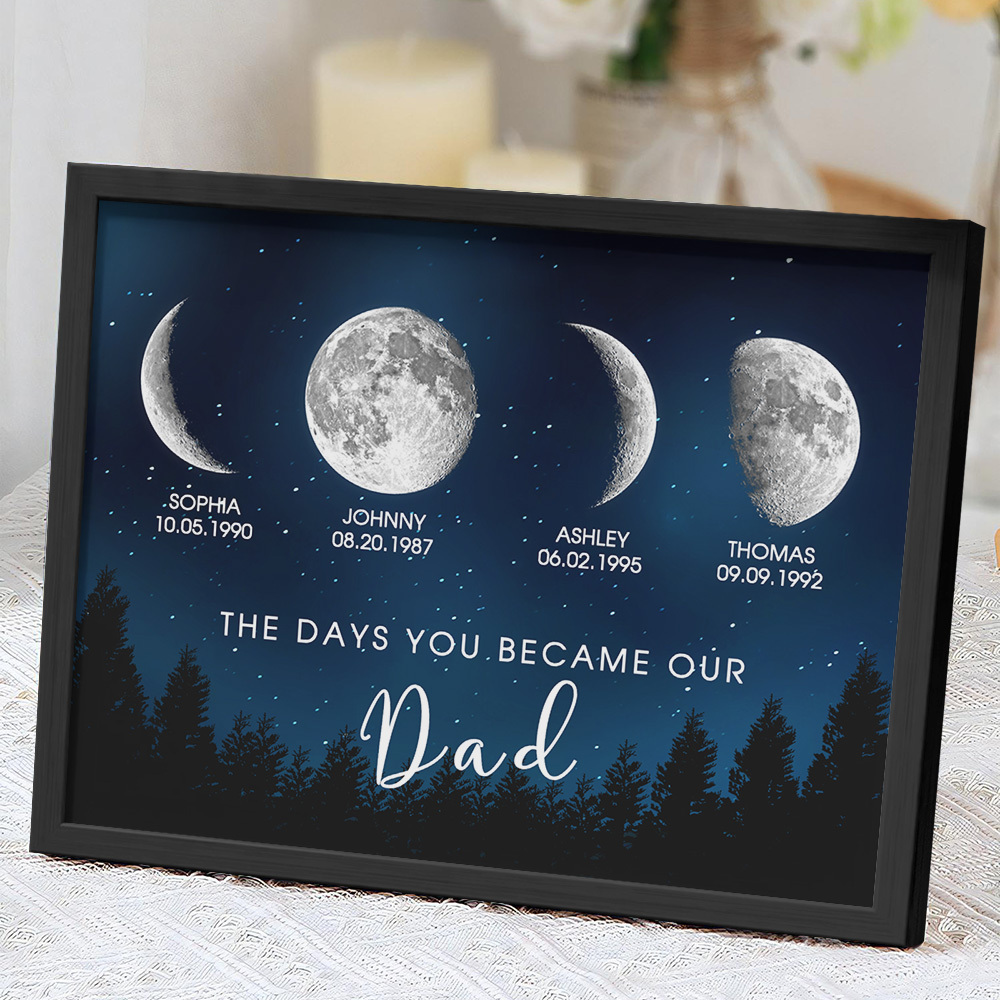 Personalized Galaxy Night Custom Birthday Moon Phase The Days You Became Our Dad With Kids Names Ideal Gifts for Father's Day Gifts