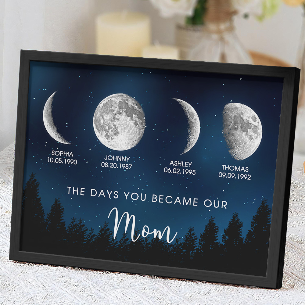 Personalized Galaxy Night Custom Birthday Moon Phase The Days You Became Our Mom With Kids Names Ideal Gifts for Mother's Day Gifts!