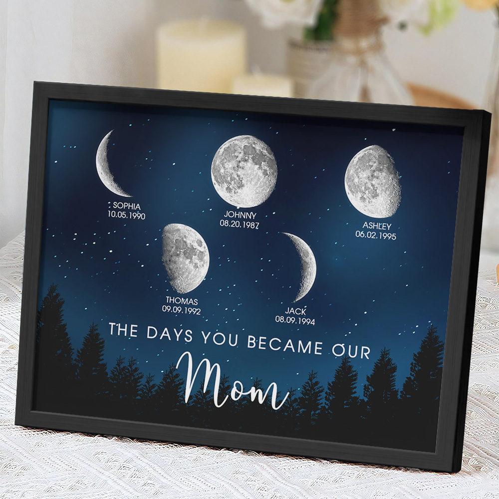 Personalized Galaxy Night Custom Birthday Moon Phase The Days You Became Our Mom With Kids Names Ideal Gifts for Mother's Day Gifts!