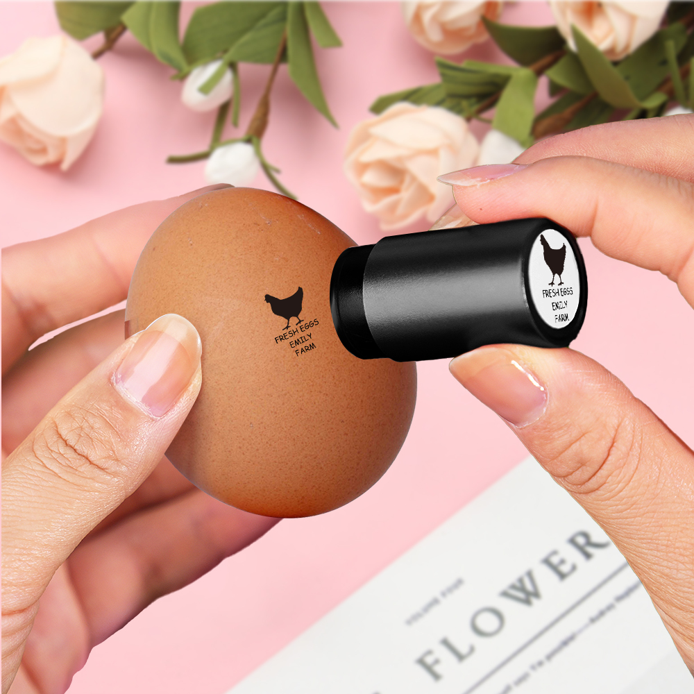 Custom Egg Stamp with Personalized Pattern and Text Gift for Family Farmers