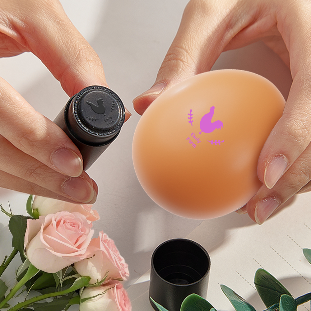 Custom Egg Stamp with Personalized Pattern and Text Gift for Family Farmers