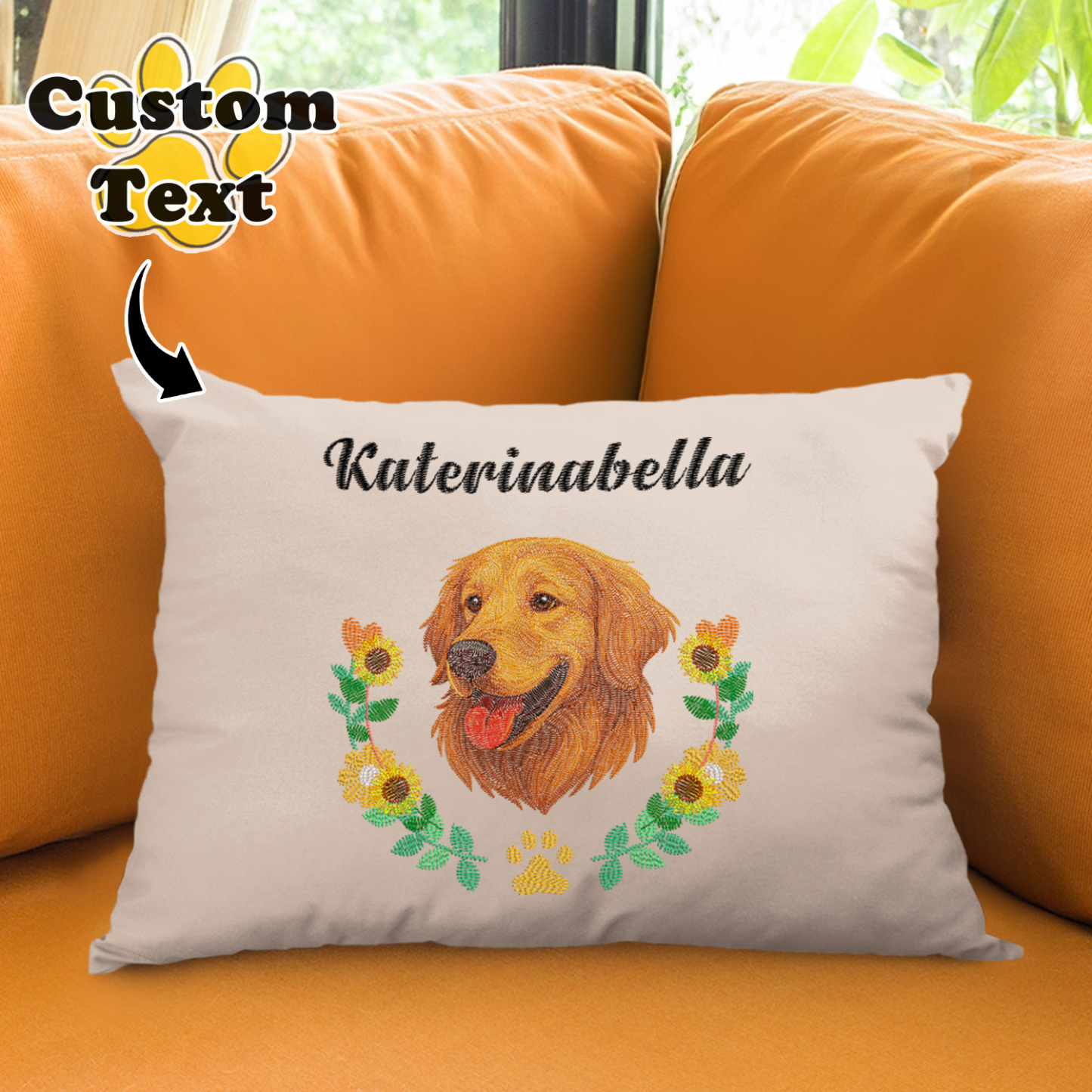 Custom Embroidered Style Pet Avatar Pillow, Custom Pet Pillow, Unique Gifts For Dog Lover, Dog Mom Gift, Pet Owner Gift - soufeelus