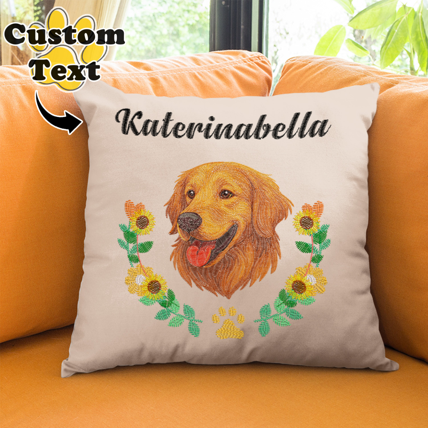 Custom Embroidered Style Pet Avatar Pillow, Custom Pet Pillow, Unique Gifts For Dog Lover, Dog Mom Gift, Pet Owner Gift - soufeelus
