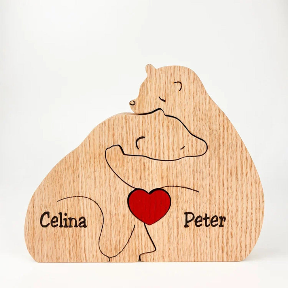 Custom Names Wooden Bears Family Block Puzzle Home Decor Gifts - soufeelus