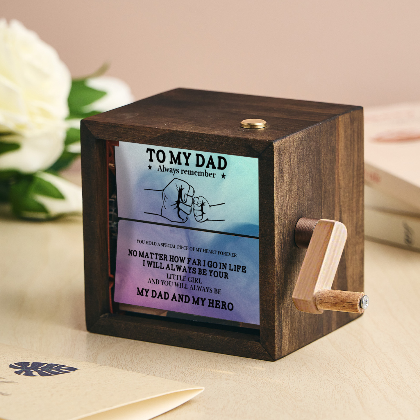 Custom To My Dad Photo Flipbook Frame Animation Machine Mechanical Hand-cranked Flipbook Box Photo Album Father's Day Gifts