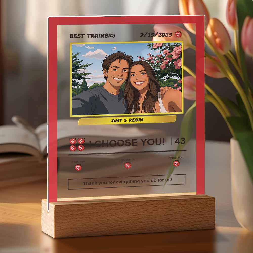 Custom Acrylic Poke Card Style Desk Decor Personalized Photo And Text Plaque Gift For Lover - soufeelus