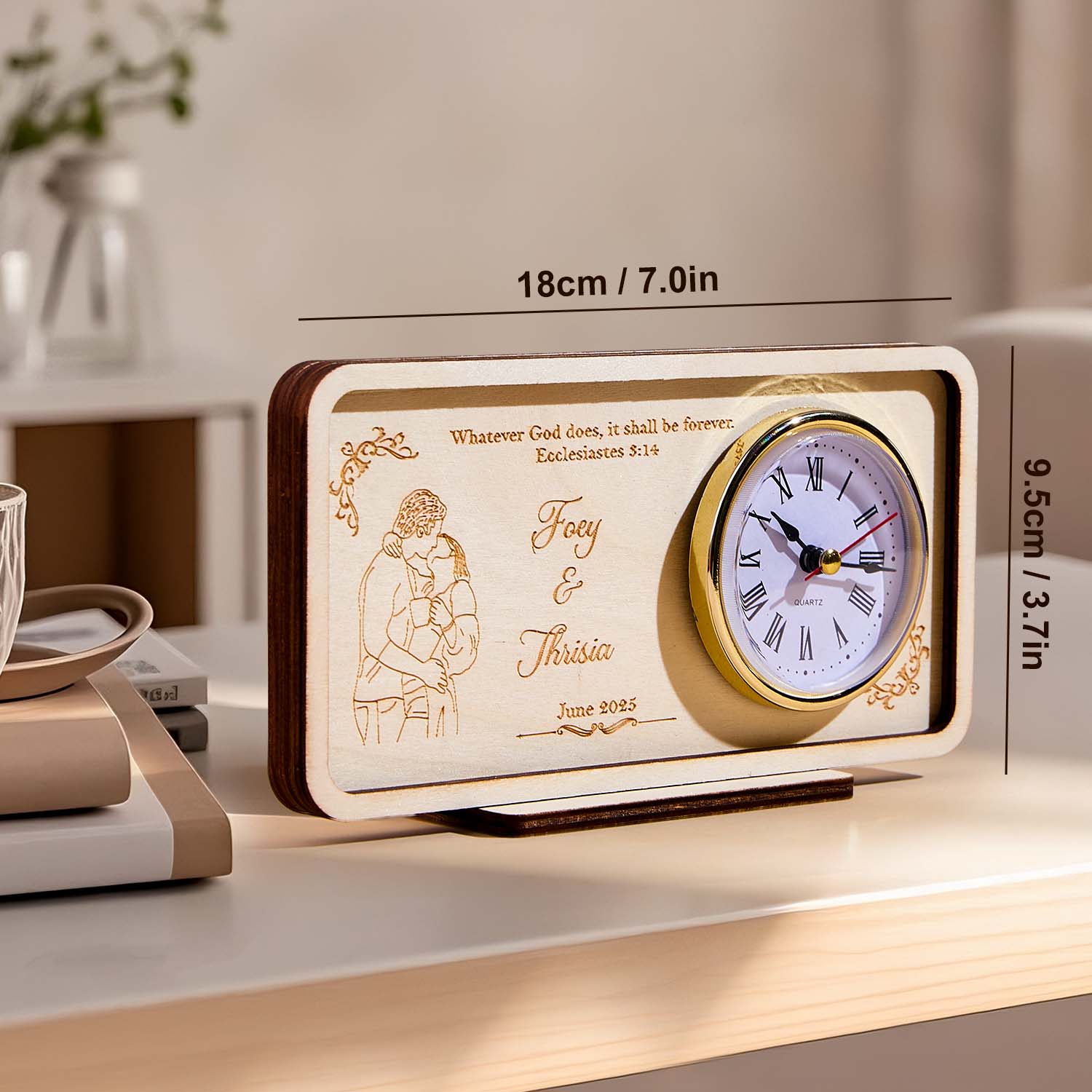 Personalized Wooden Clock Can Custom Photo And Text Wedding Gifts Anniversary Gifts detail