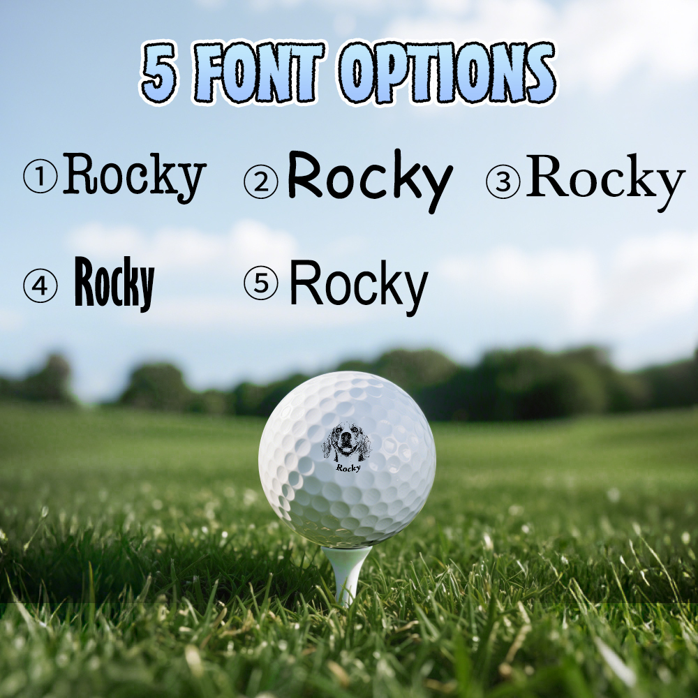Personalized Dog Cat Pet Portrait Photo Golf Ball Self-inking Stamp with Metal Storage Box and Name Birthday Gift for Golf Players Pet Lovers