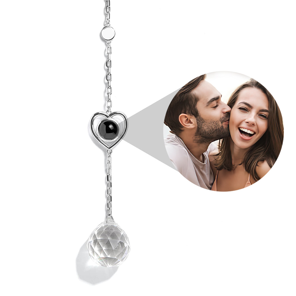 Personalized Heart Photo Sun Catcher Projection Car Ornaments Memorial Gift