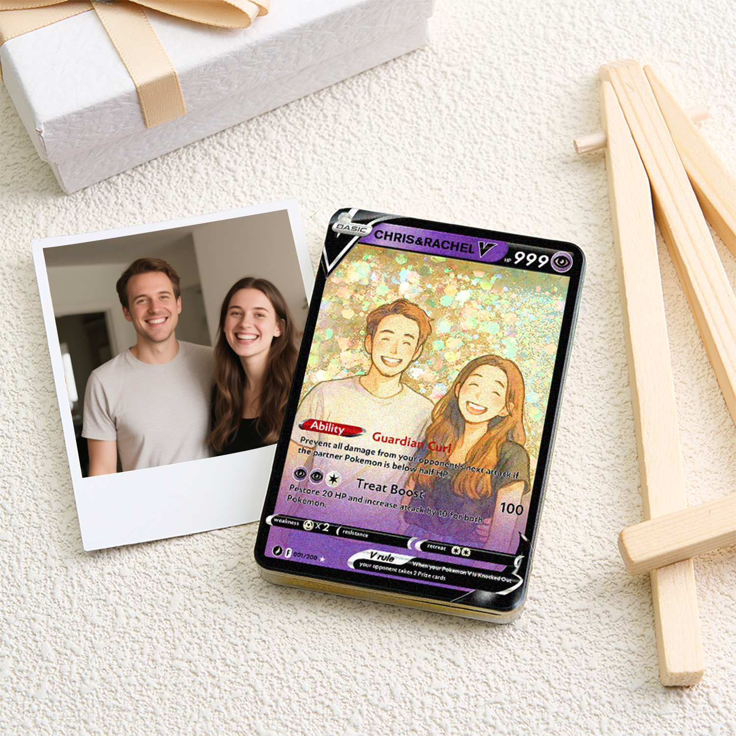 Custom Anime 3D Floating Sand V Pokecard Keychain For Couples