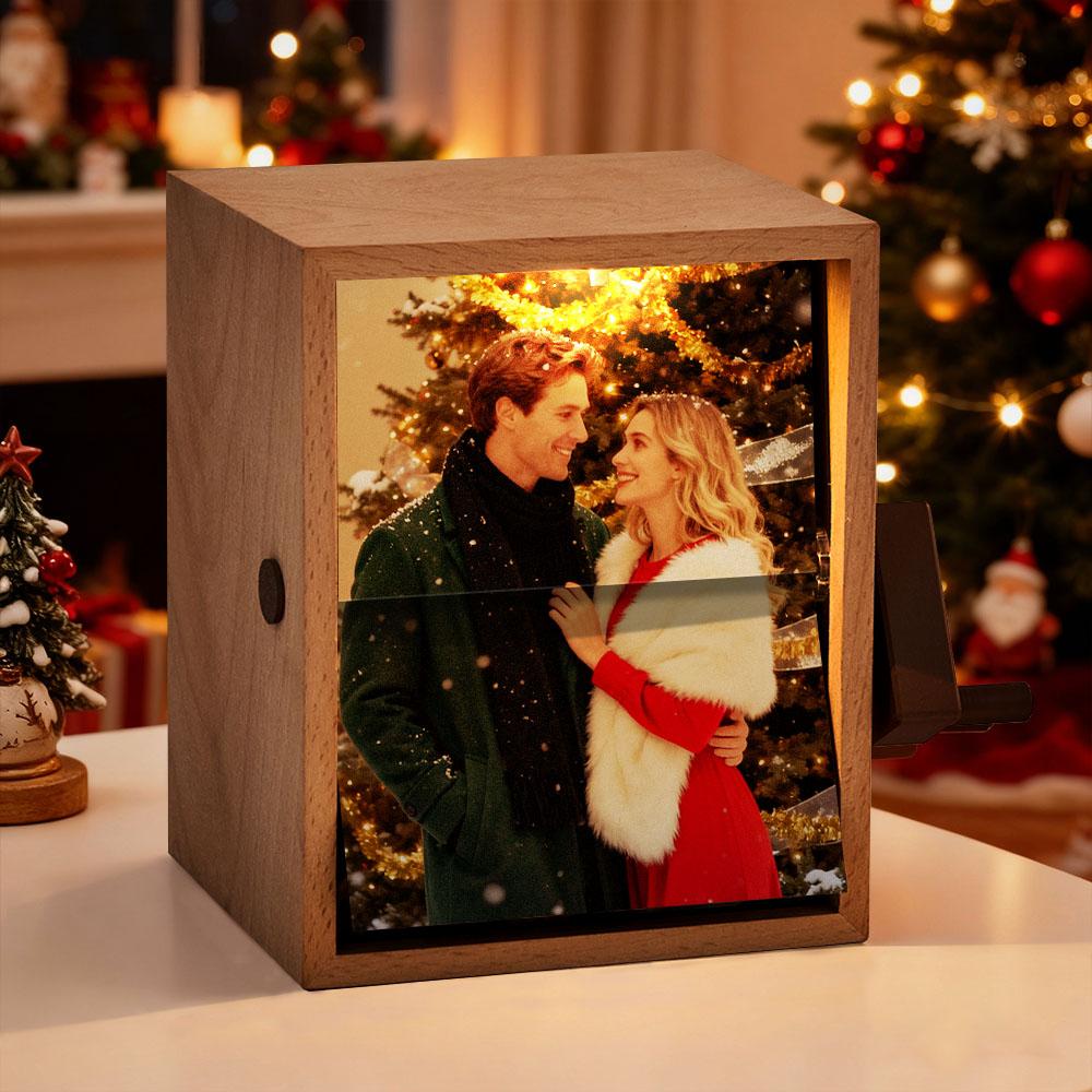 Custom Photo Flipbook Frame Vertical 13*16cm Animation Machine Mechanical Hand-cranked Flipbook Box Photo Album with Light Christmas Gifts detail