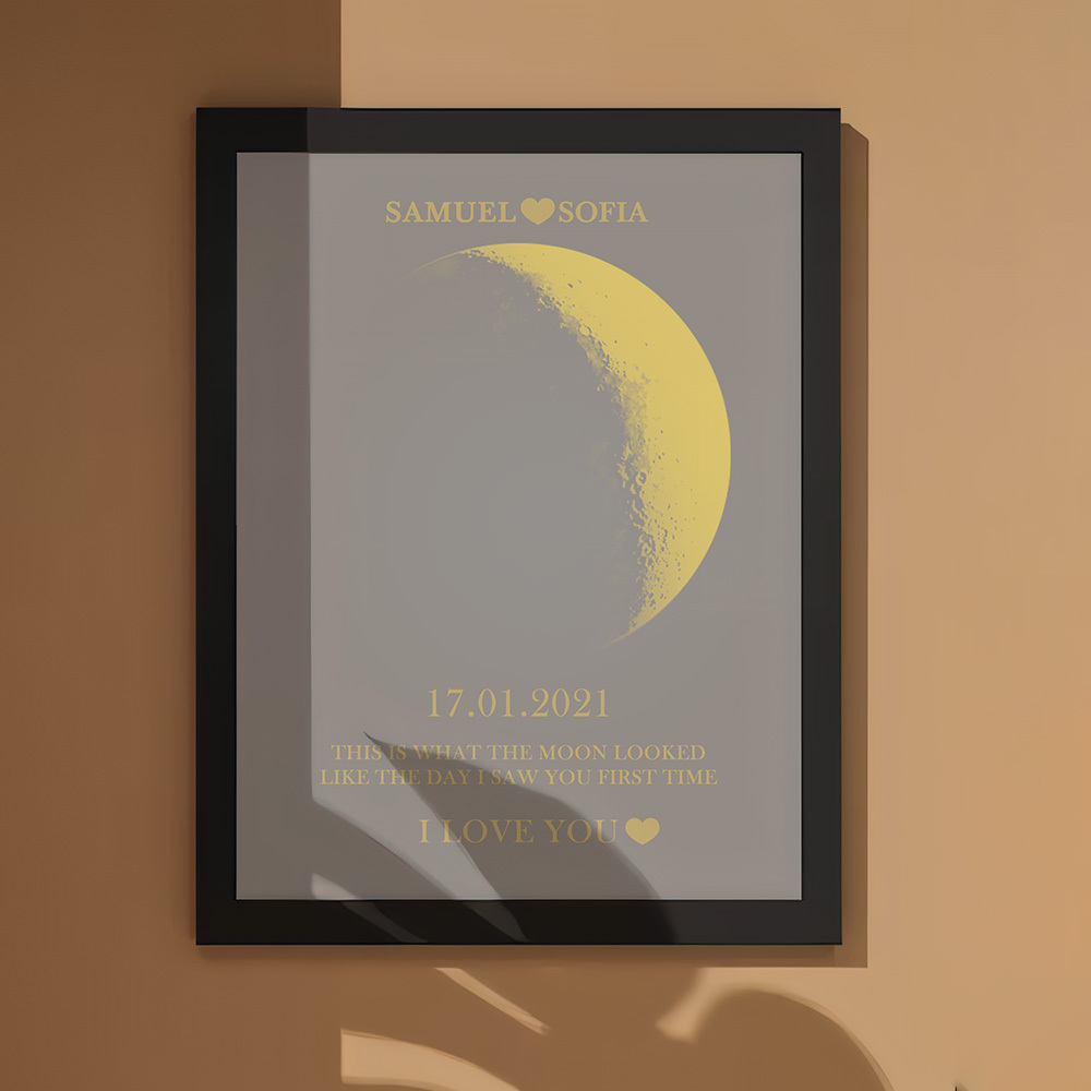 Custom Moon Phase Gold Print Frame Gifts for Birthday and Anniversary