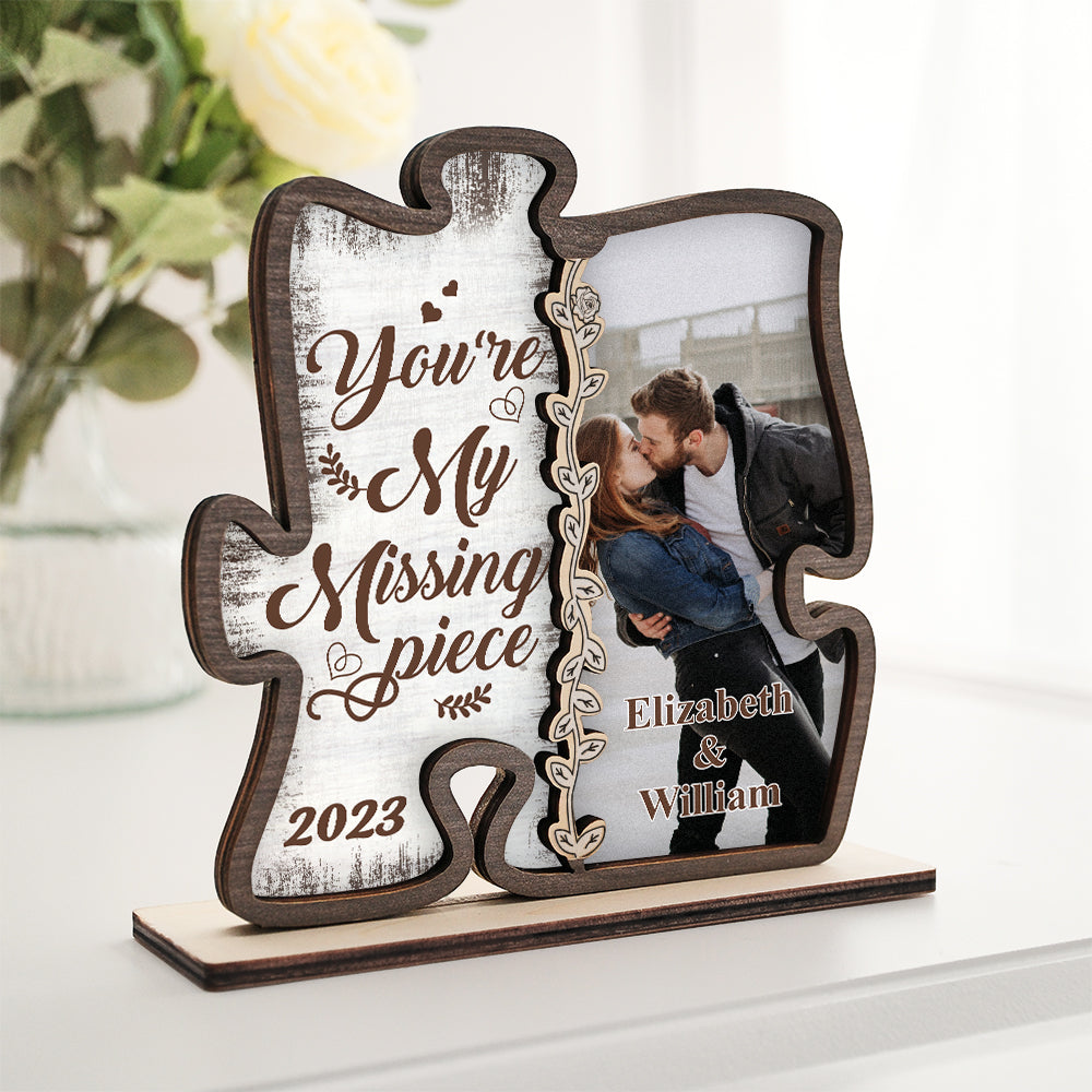 Custom Photo Loving You Is Easy Wooden Plaque With Flat Stand Personalized Valentine's Day Gift House Warming Gift - soufeelus