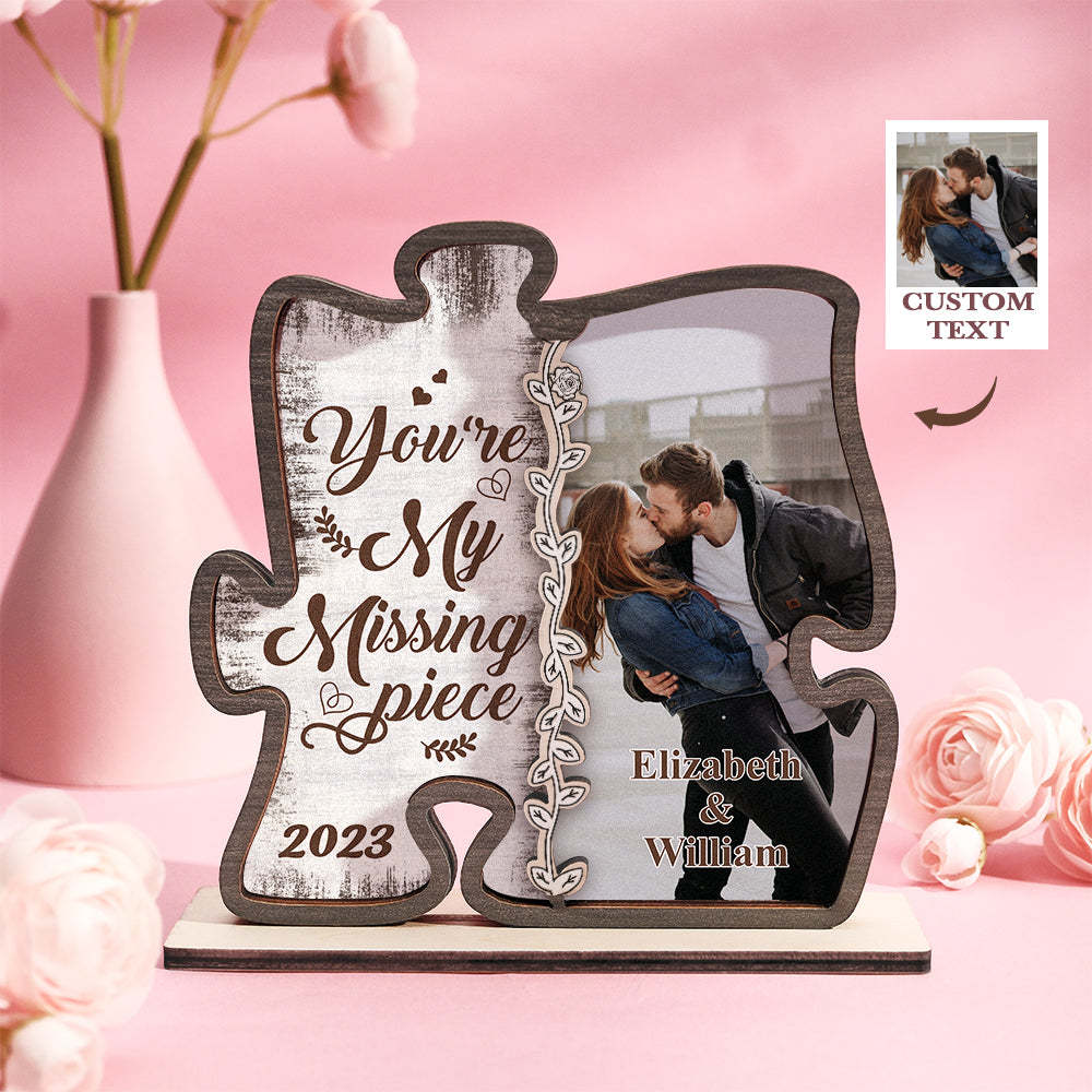 Custom Photo Loving You Is Easy Wooden Plaque With Flat Stand Personalized Valentine's Day Gift House Warming Gift - soufeelus