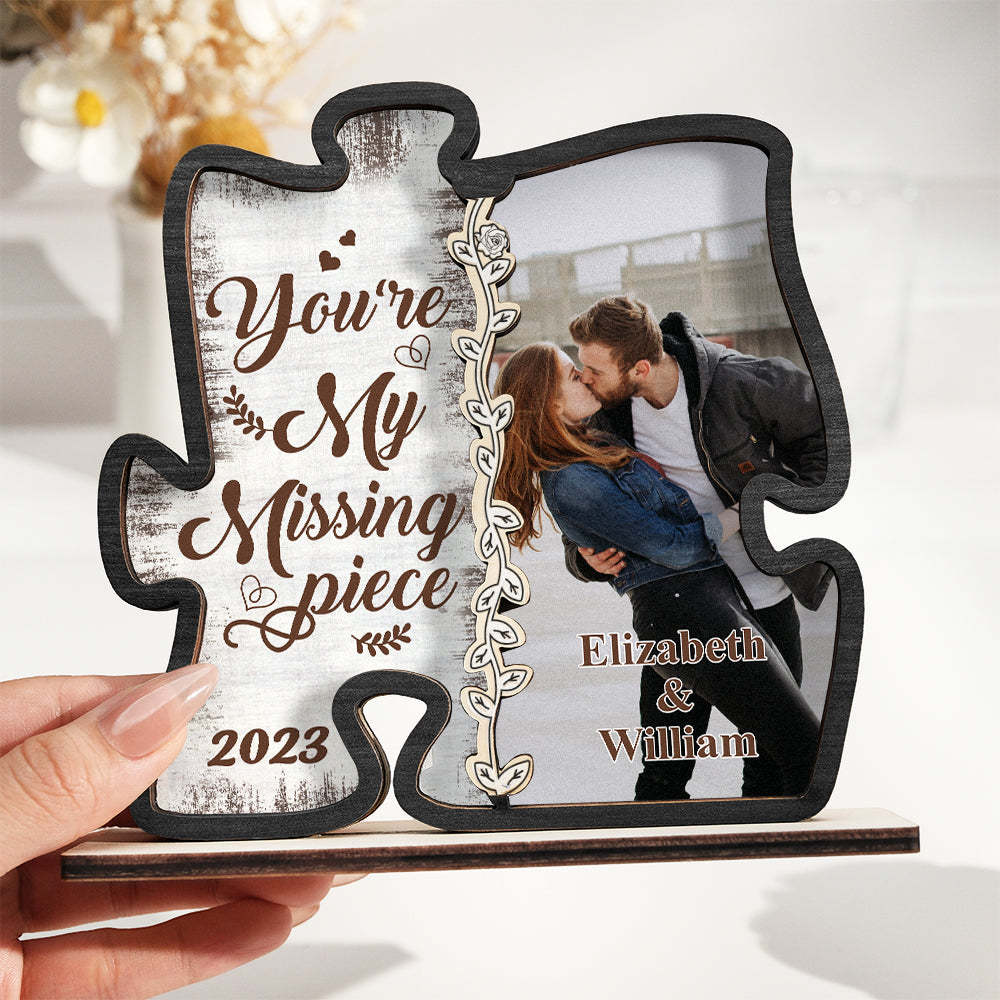 Custom Photo Loving You Is Easy Wooden Plaque With Flat Stand Personalized Valentine's Day Gift House Warming Gift - soufeelus