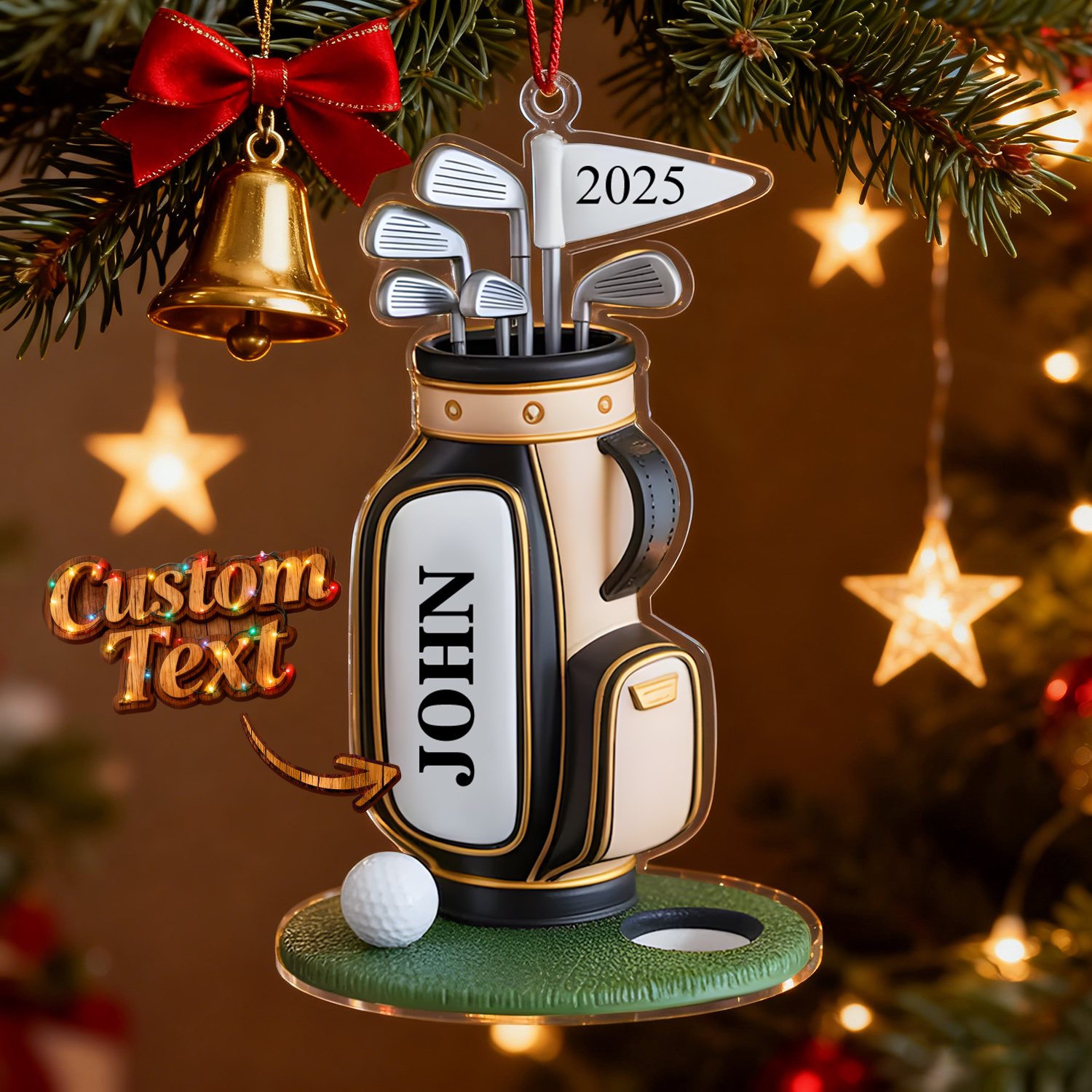 Custom Name Golf Bag Ornament Golf Lover Christmas Ornament Gift for Golf Dad Gift For Pro Golfer - soufeelus
