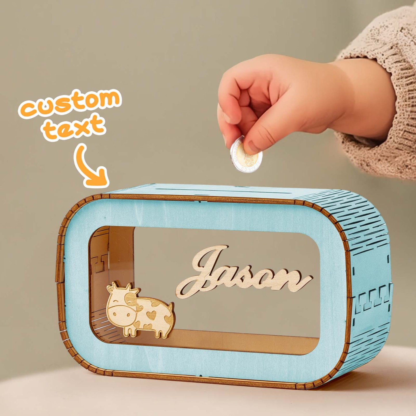 Custom Wooden Piggy Bank with Name Personalized Coin Name Bank Money Box Nursery Decoration - soufeelus
