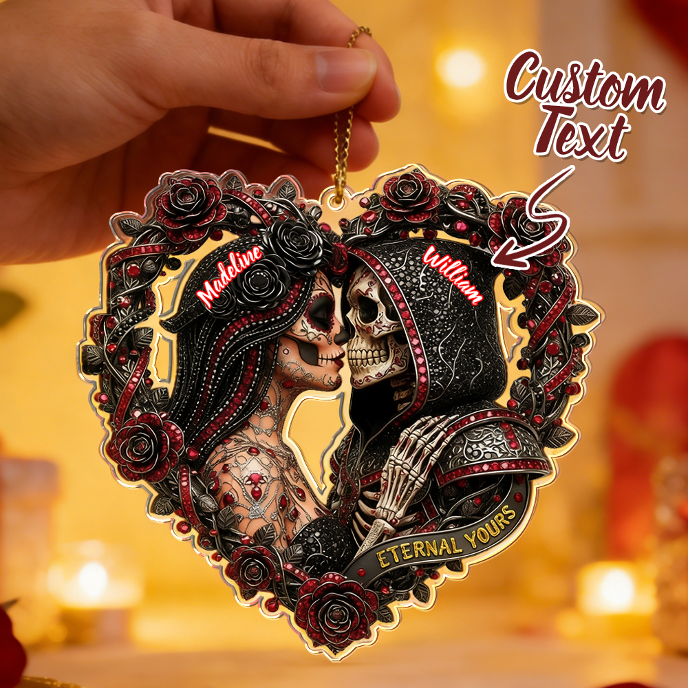 Personalized Skull Couple Christmas Ornament Custom Name Ornament Couple Gifts