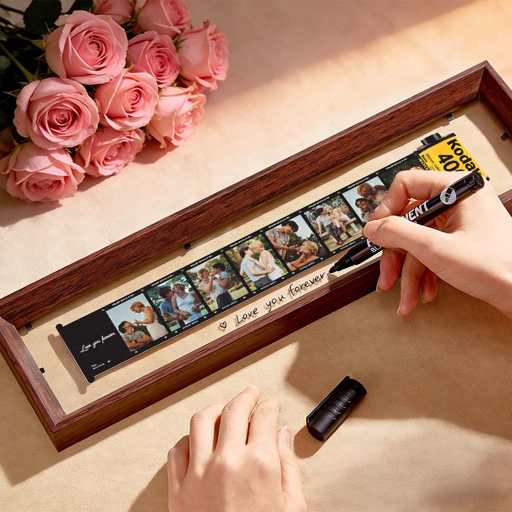Custom Multi-photo Film Roll Picture Frame Wooden Photo Display Acrylic Graffiti Board detail