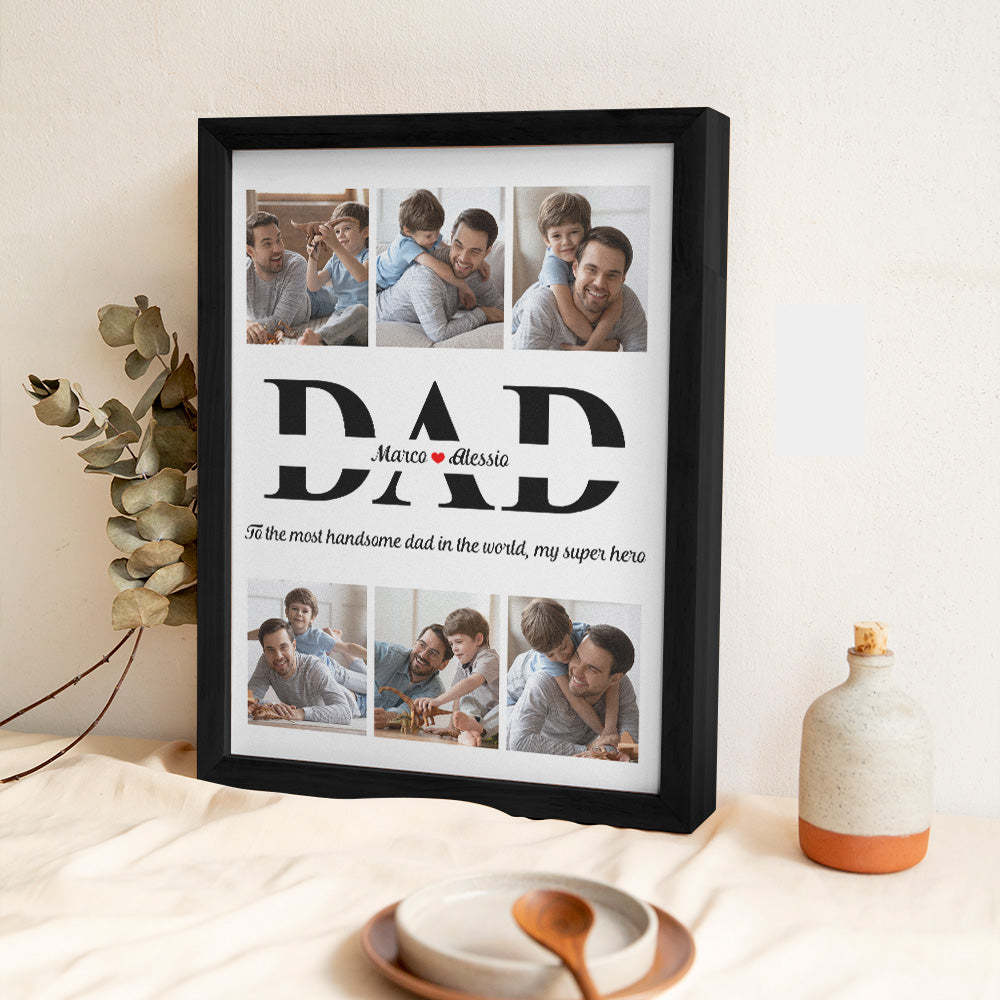 Custom Photo and Text Wooden Frame Unique Design Father's Day Gifts - soufeelus