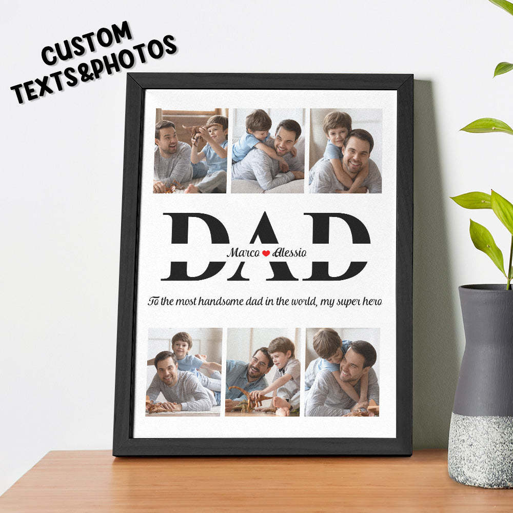 Custom Photo and Text Wooden Frame Unique Design Father's Day Gifts - soufeelus