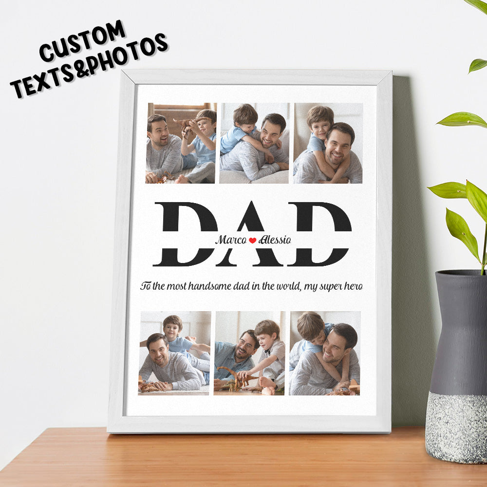 Custom Photo and Text Wooden Frame Unique Design Father's Day Gifts - soufeelus