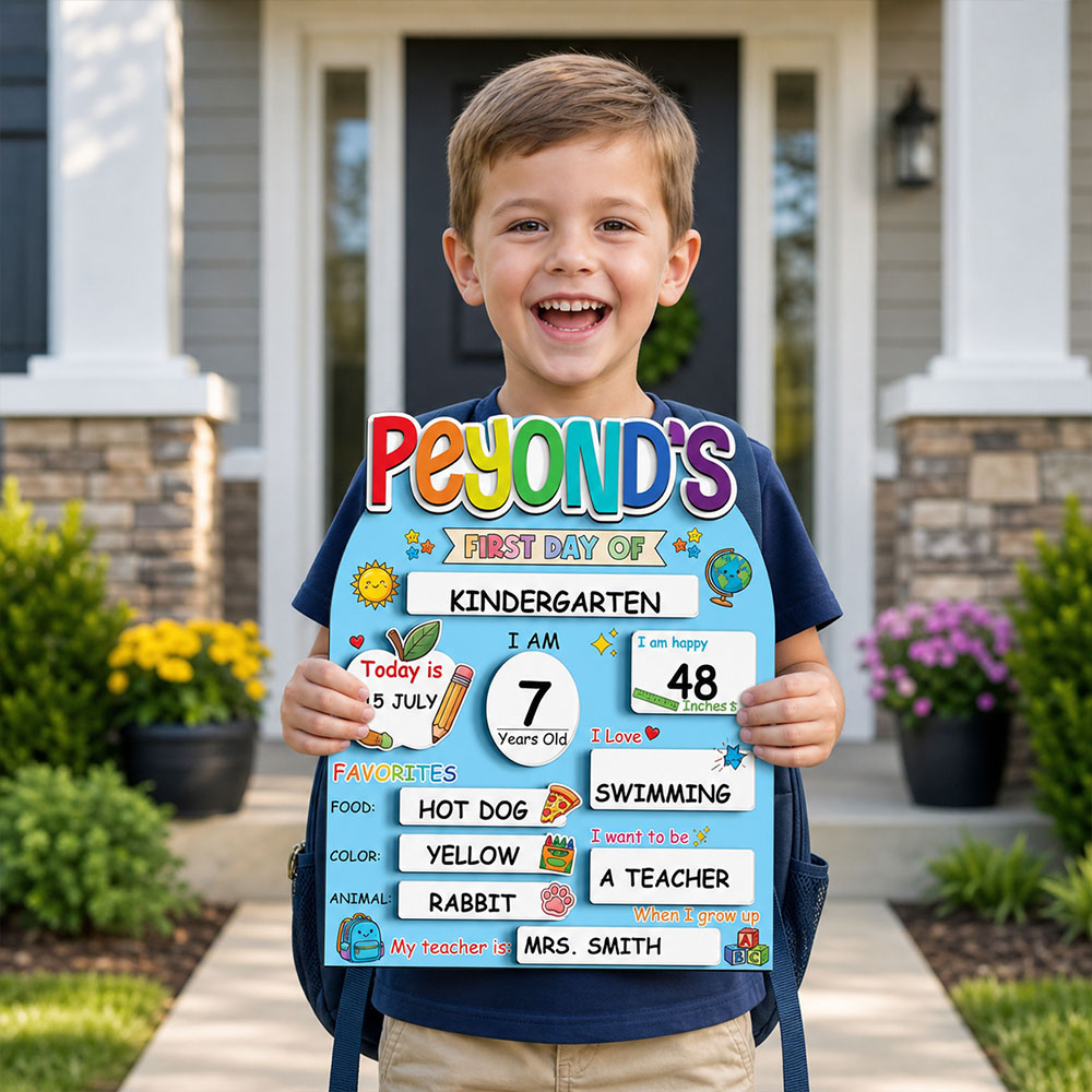 Custom First Day of School Sign – Personalized Back to School Board, Preschool & Kindergarten Photo Prop, First & Last Day School Sign, Kids’ Back to School Gift detail