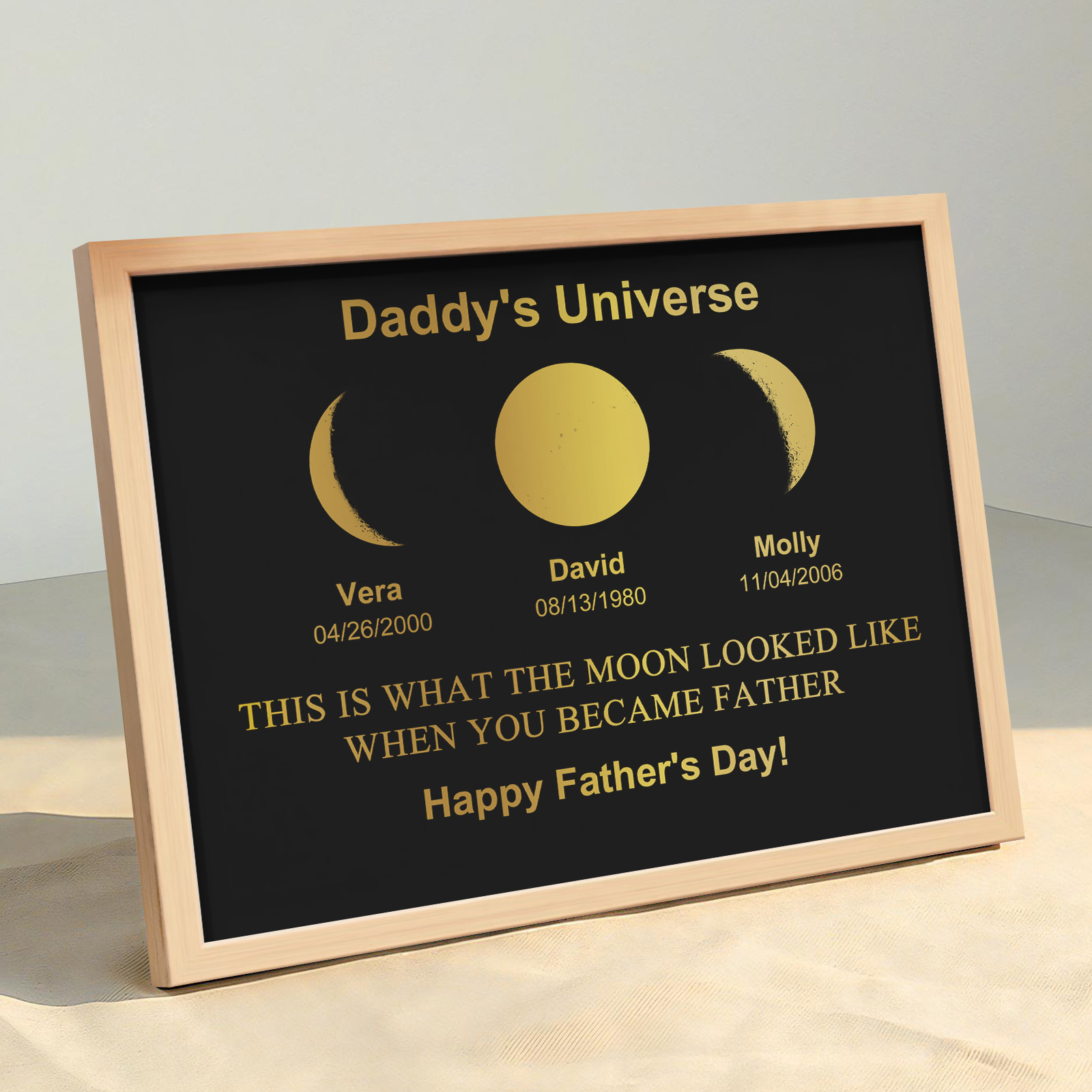 Father's Universe: Personalized Moon Phase Art Ornaments