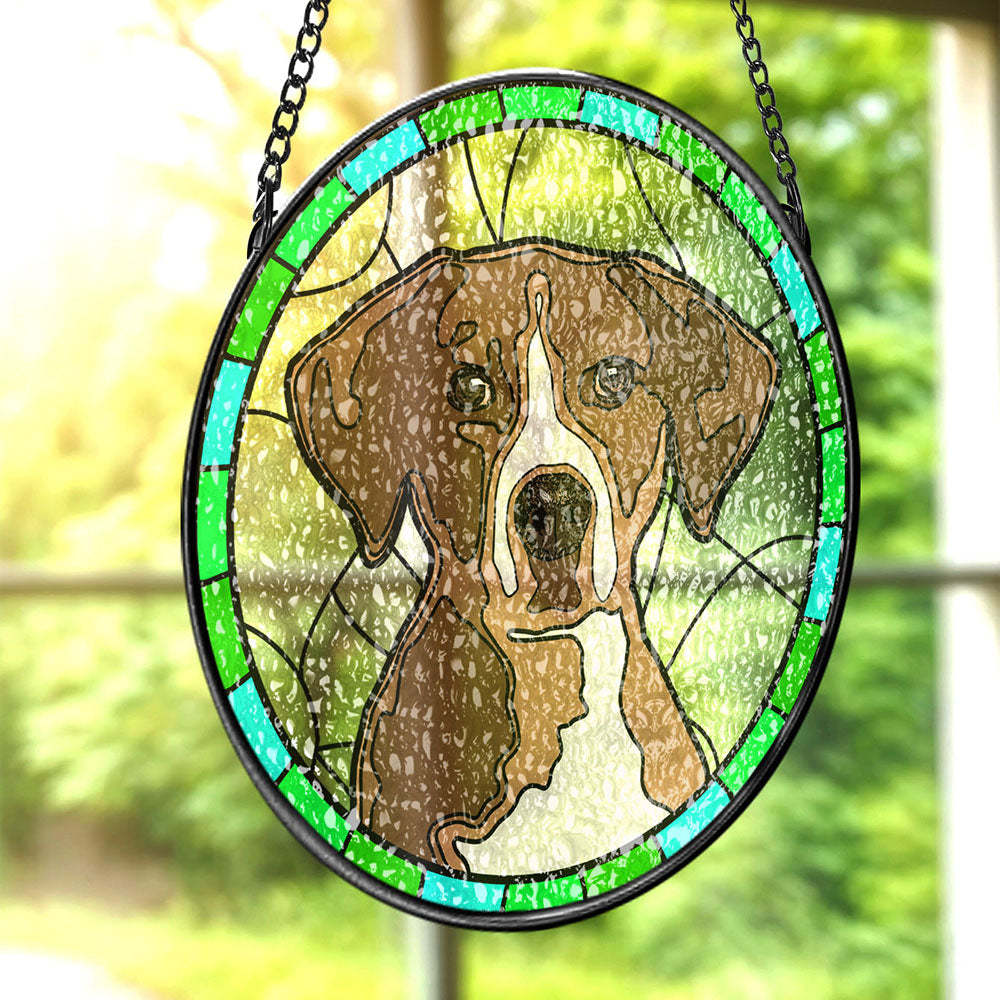 Personalized Pet Portrait Stained Glass Suncatcher Memorial Gift for Pet Lovers - soufeelus