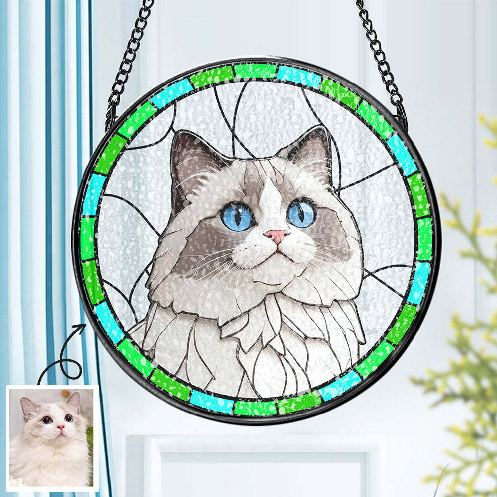 Custom Pet Portrait Art Suncatcher Stained Glass Ornament Dog Memorial Gifts for Pet Lovers - soufeelus