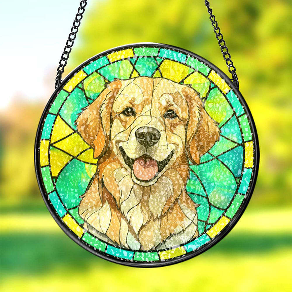 Custom Pet Stained Glass Suncatcher Pet Ornament Remembrance Gifts for Pet Lovers - soufeelus