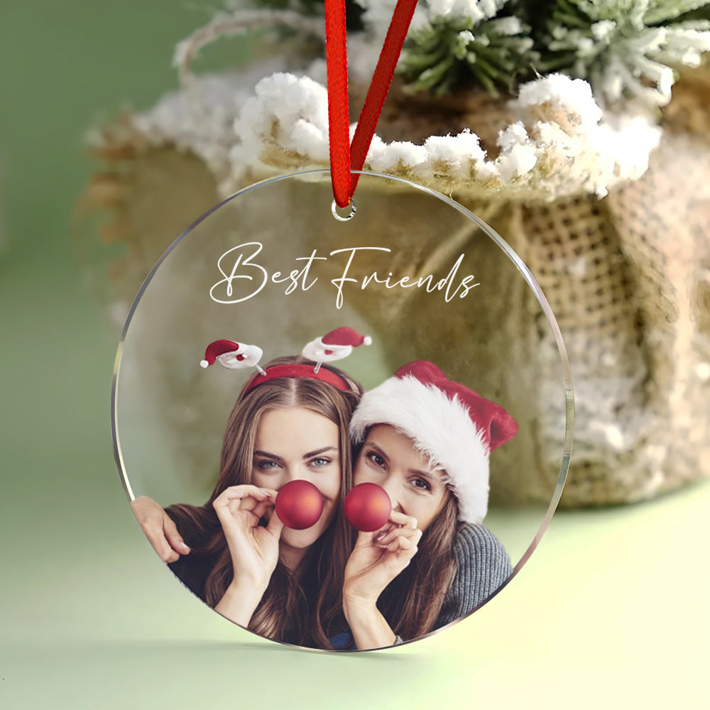 Personalized Photo Christmas Ornament with Text Christmas Gifts for Friends or Family - soufeelus