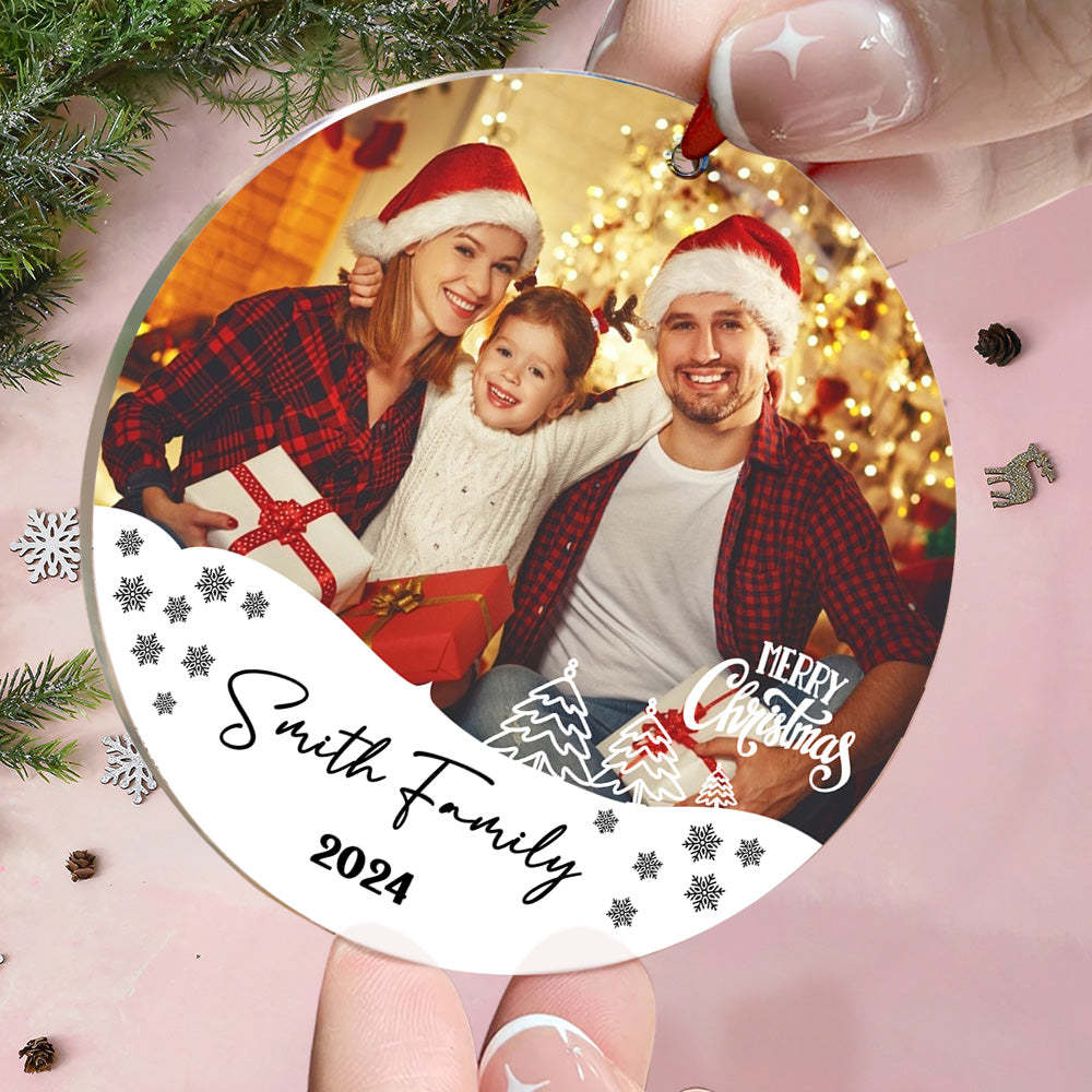 Personalized Photo Christmas Ornament with Family Name Christmas Ornament Gifts for Family - soufeelus