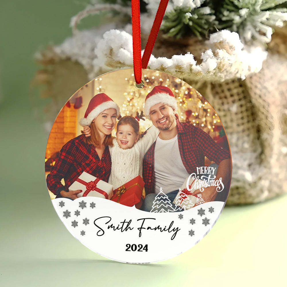 Personalized Photo Christmas Ornament with Family Name Christmas Ornament Gifts for Family - soufeelus