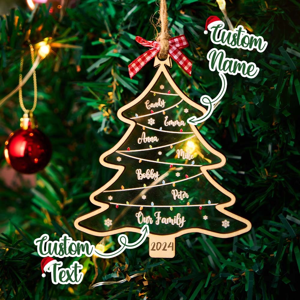Wish You A Wonderful Christmas - Family Personalized Custom Ornament - Acrylic Custom Shaped - Christmas Gift For Family Members