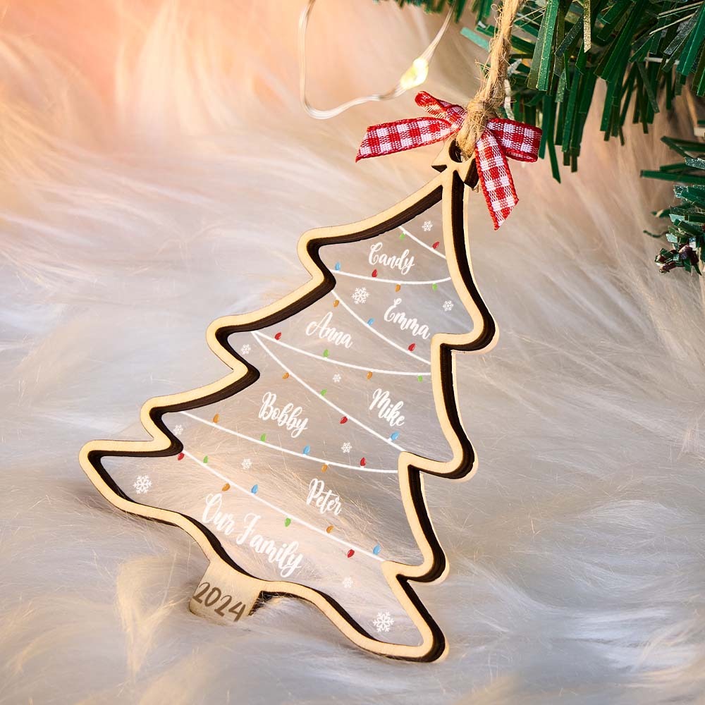 Wish You A Wonderful Christmas - Family Personalized Custom Ornament - Acrylic Custom Shaped - Christmas Gift For Family Members