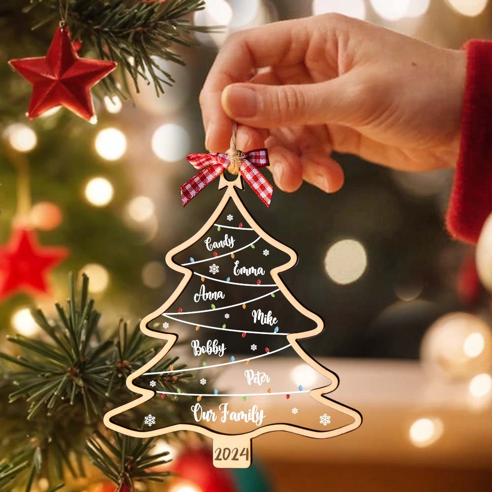 Wish You A Wonderful Christmas - Family Personalized Custom Ornament - Acrylic Custom Shaped - Christmas Gift For Family Members
