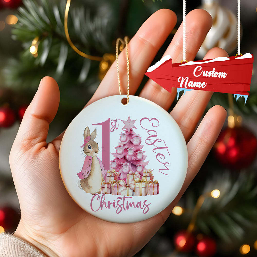 Personalized Baby's First Christmas Ornament Cute Rabbit Ornament for New Baby Christmas Gift - soufeelus