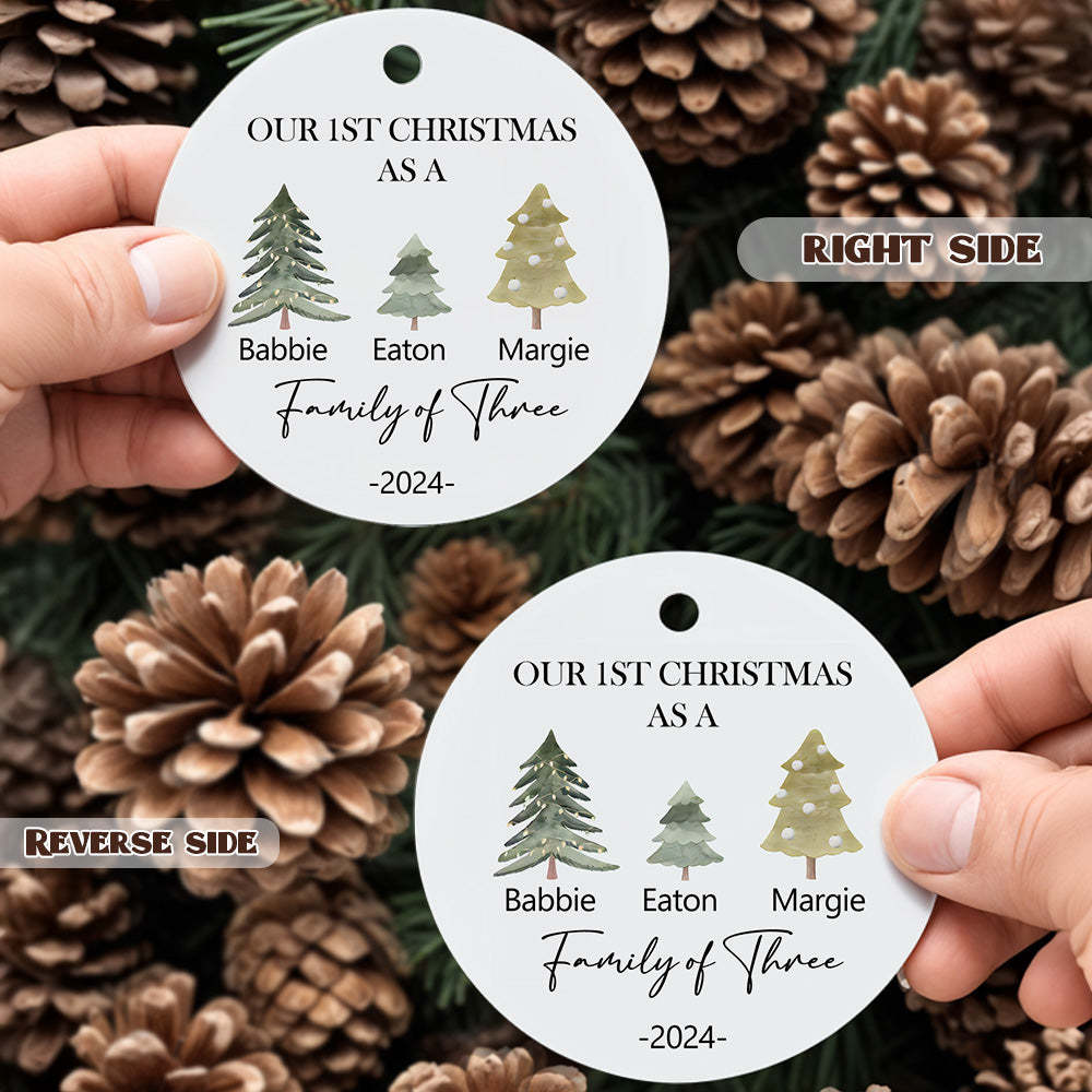 Personalized Baby's First Christmas Ornament Family of Three Christmas Ornament for Christmas Gift - soufeelus