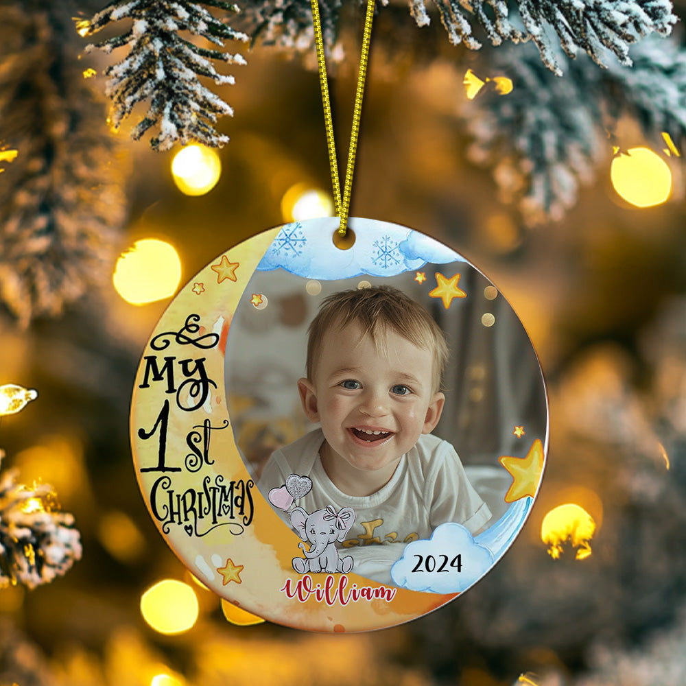 Personalized Baby's First Christmas Ornament Cute Elephant Christmas Ornament Gift for Kid - soufeelus