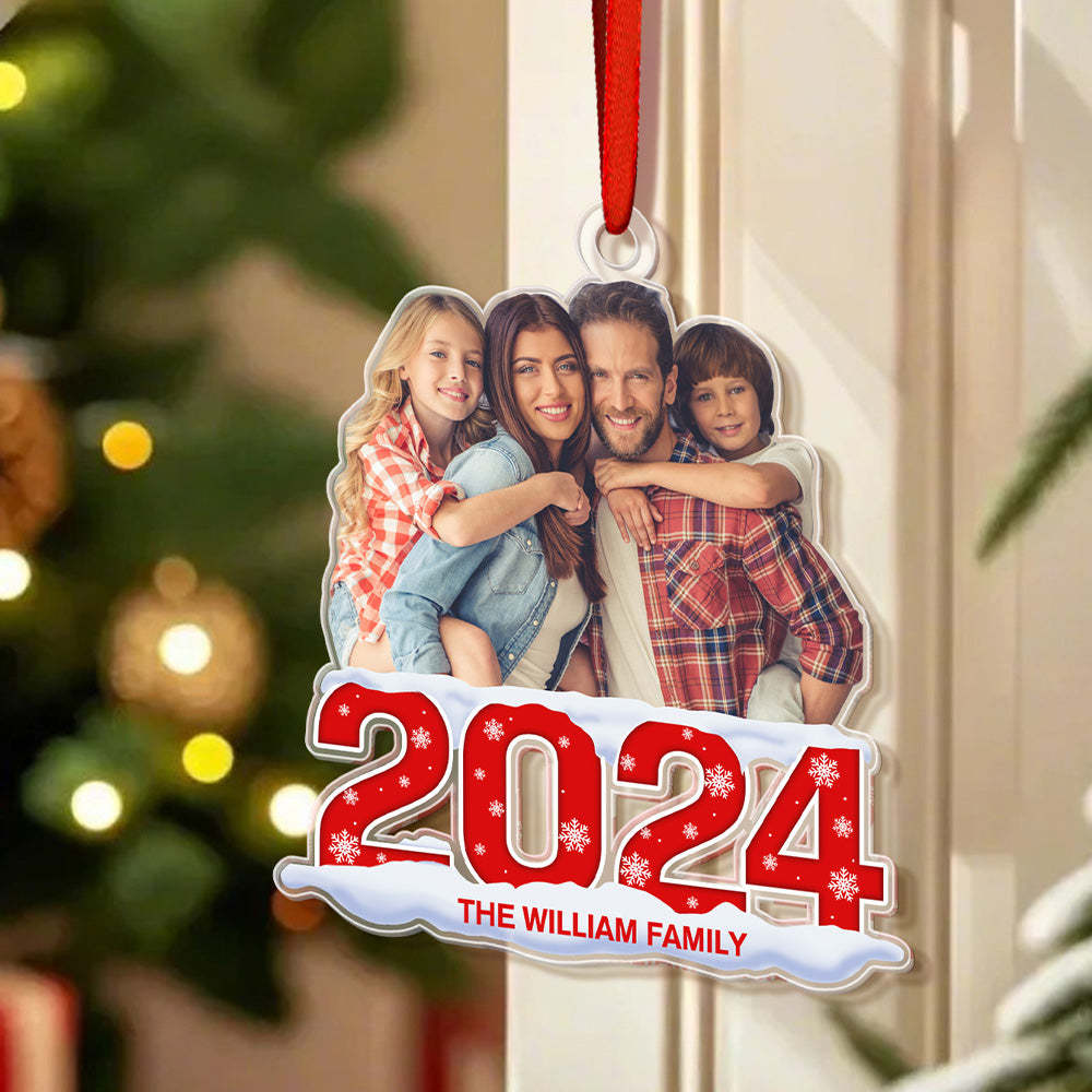 Custom Photo Christmas Ornament 2024 Acrylic Ornament Christmas Gift for Family or Friend - soufeelus