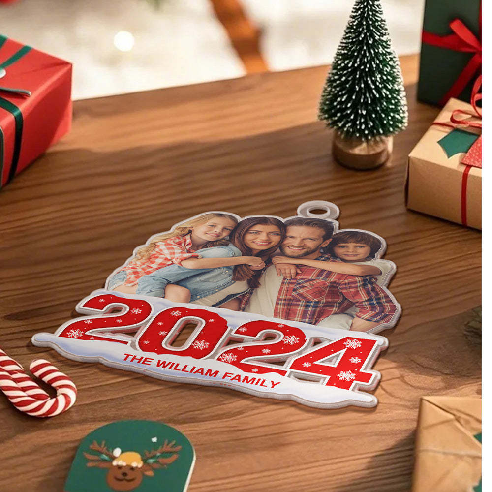 Custom Photo Christmas Ornament 2024 Acrylic Ornament Christmas Gift for Family or Friend - soufeelus