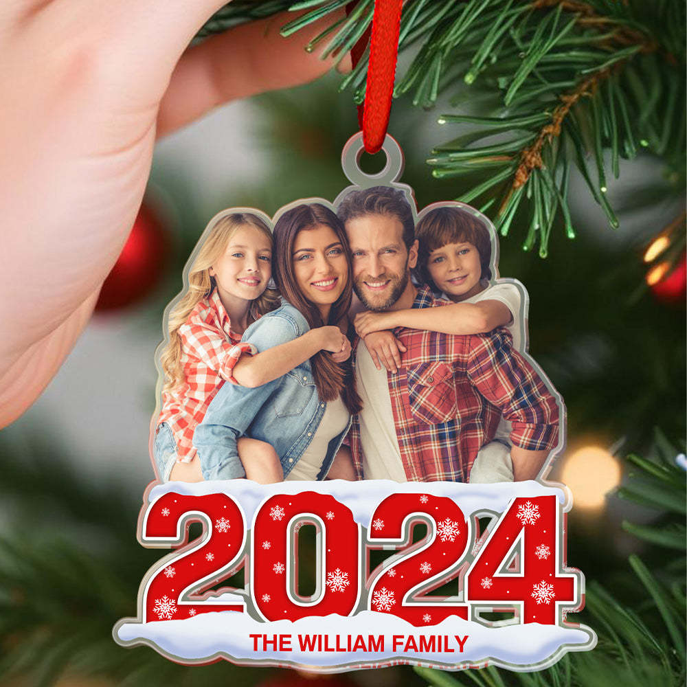 Custom Photo Christmas Ornament 2024 Acrylic Ornament Christmas Gift for Family or Friend - soufeelus