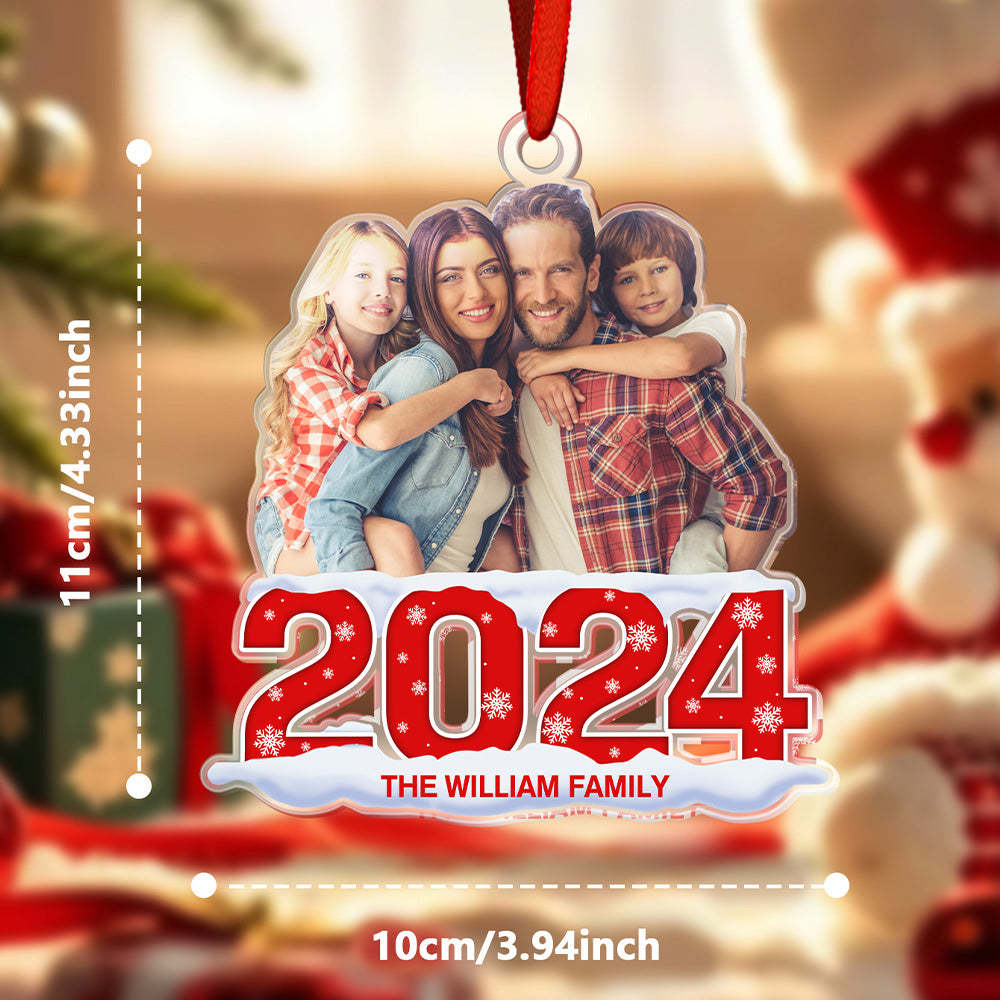 Custom Photo Christmas Ornament 2024 Acrylic Ornament Christmas Gift for Family or Friend - soufeelus