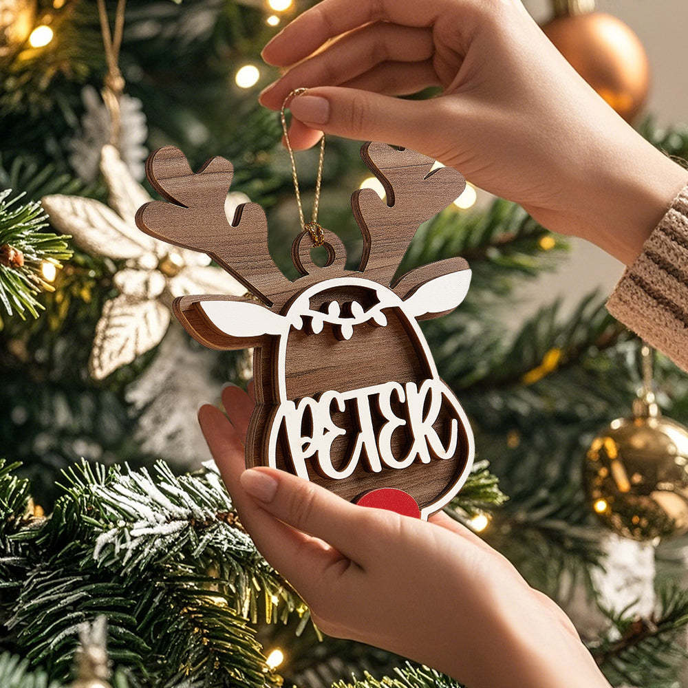 Personalized Reindeer Ornament with Name Christmas Tree Decorations Gift - soufeelus