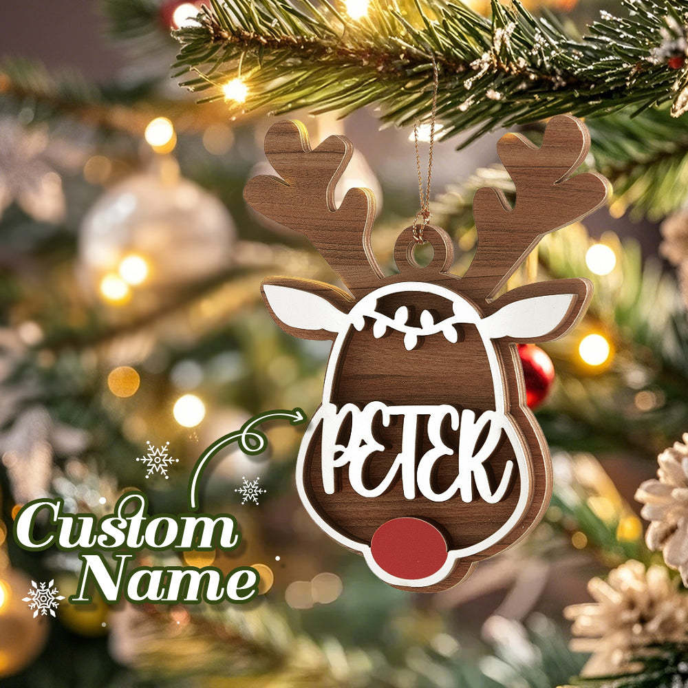 Personalized Reindeer Ornament with Name Christmas Tree Decorations Gift - soufeelus