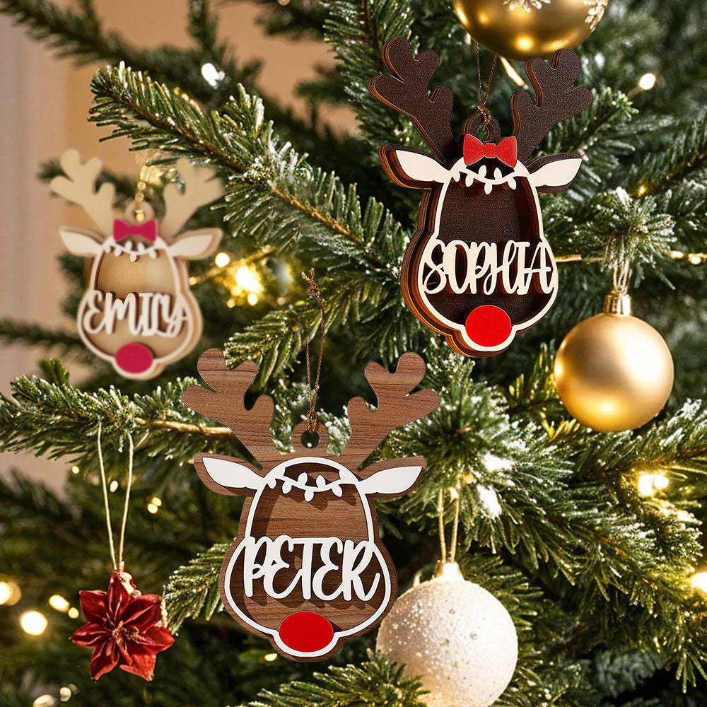Personalized Reindeer Ornament with Name Christmas Tree Decorations Gift - soufeelus